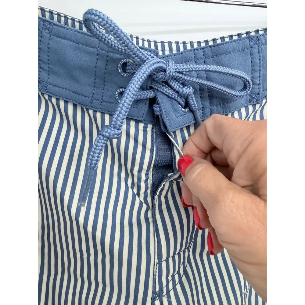 Vineyard Vines Board Shorts Mens 33 Blue Striped Fish‎ Tape Detail Swim Trunks